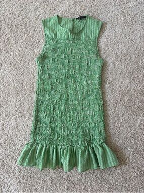 Green Smocked Ruffle Hem Kids Dress - Brand: Unknown